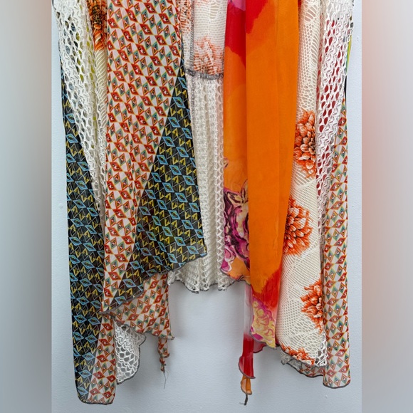 Feratelli size Small Multicolor Floral Sheer Open Front Sleeveless Cardigan Vest - Picture 4 of 9